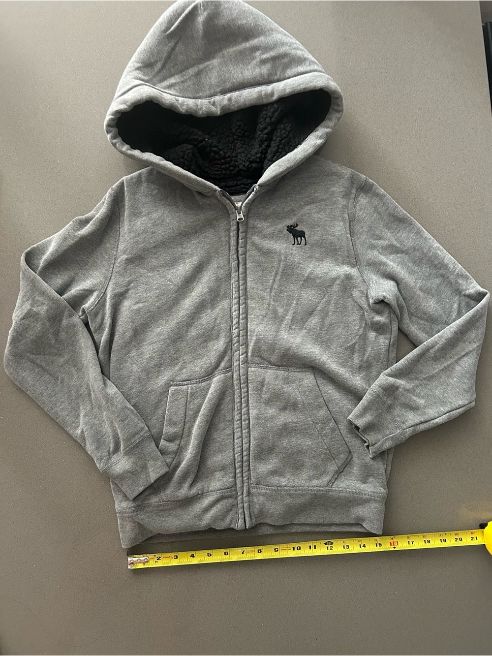 Abercrombie & Fitch Sherpa Lined Gray Zip Up Hoodie Kids Size 13/14…